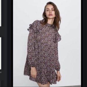 Zara ruffled floral mini dress